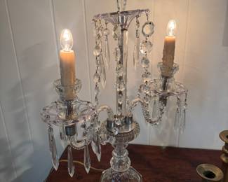 Antique Crystal Girandole Lamp (2 Available)
