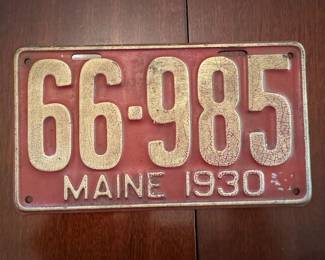 Antique Maine License Plate