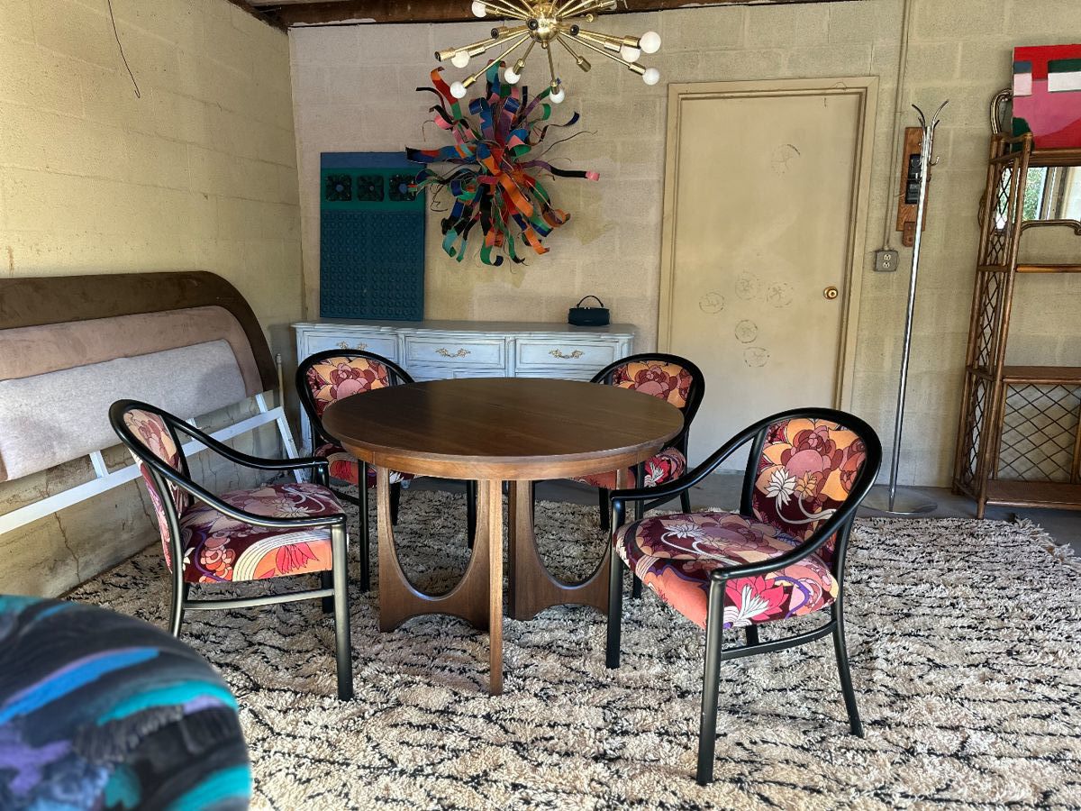 Professionally restored Broyhill Brasilia table with Larsen chairs