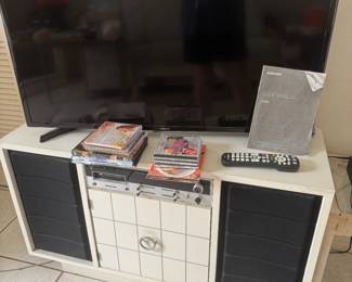 Vintage "Retro" Stereo with pull out turntable, plus Samsung television