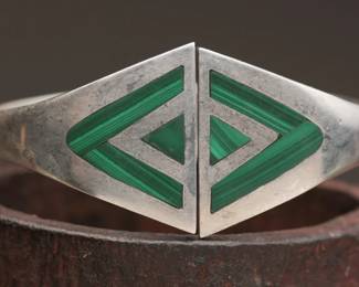 Mexican Sterling .950 Hinged Bangle, 53.23g