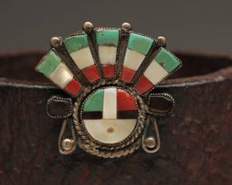 .925 Zuni Style Inlay Brooch, 7.52g