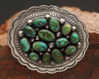 Navajo Sterling Turquoise Belt Buckle, 113.79