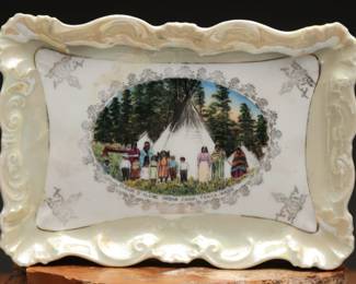Pressed Porcelain Tray, Coeur d’Alene Camp Scene