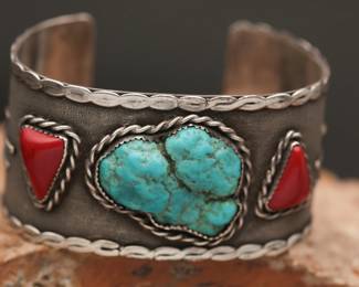 Navajo Silver Cuff Bracelet, 77.06g