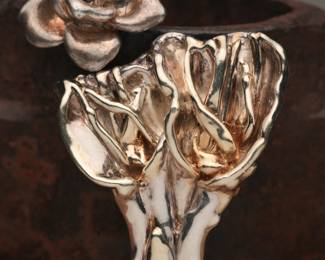 Sterling Rose Ring & Brooch, 42.59g