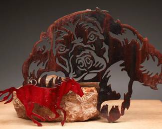 Metal Art Dog and Horse