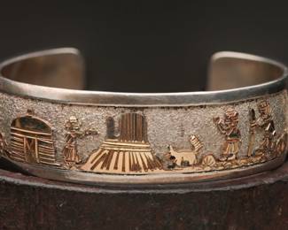 Navajo Sterling Storyteller Cuff Bracelet. 35.23g