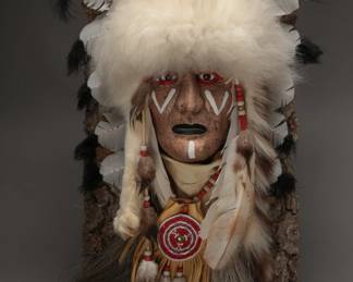 ‘Lakota Sioux Warrior’ Wall Hanging With Feathers