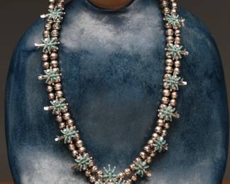 Sterling Turquoise Squash Blossom, 47.6g