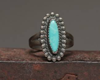 Sterling & Turquoise Ring, Size 6, 3.91g