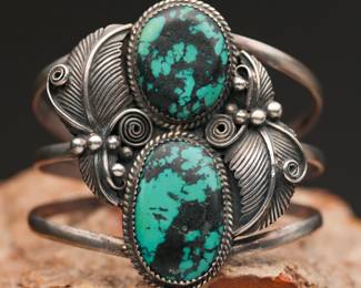 Sterling Bracelet with Turquoise Stones, 48.29g