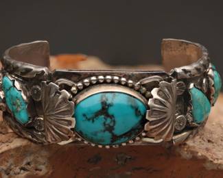 Zuni Sterling Turquoise Cuff Bracelet, 78.43g