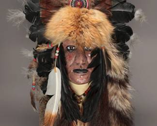 ‘Lakota Sioux Warrior’ Wall Hanging With Feathers