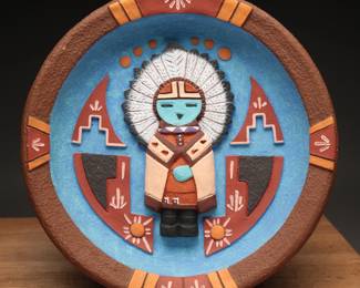 Hopi Carved Pottery with Kachina Figure
