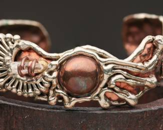 Mixed Metal Sunburst Cuff Bracelet
