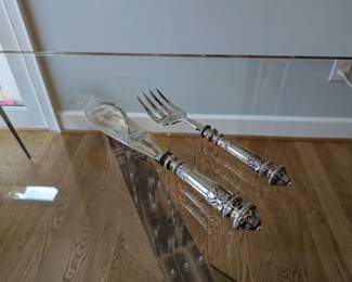 G85- Silver plate serving fork and knife 60