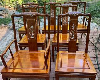 G106-6 Mother of Pearl inlay chairs: 2 armchairs, 4 side chairs 625