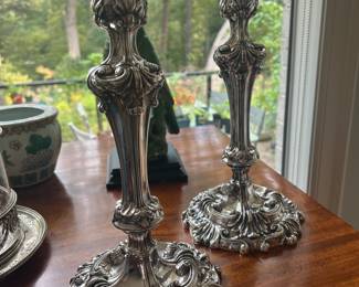 G35-Heavy silver plate candlesticks-175
