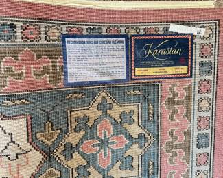 G27-8.8 x 12 Karastan Bergama rug, pink, blue, beige, recently professionally cleaned-750