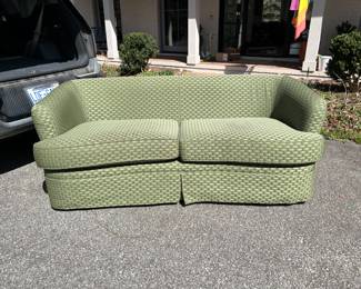 G104-Green fabric with yellow threads, has 2 back pillows, 375