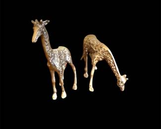 SMALL brass giraffes 