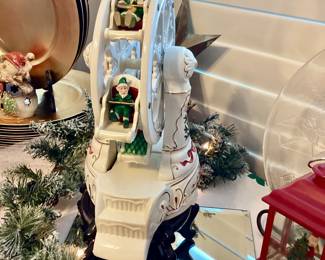 Holiday classic ivory porcelain Ferris wheel music oh Christmas tree