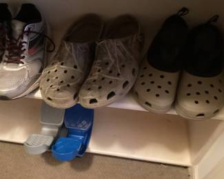 Men’s tennis shoes and crocs