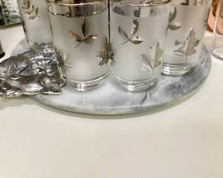Libby Frosted Silver Leaf Glasses