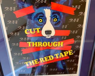 Cut through the red tape Pencil signed silkscreen after Katrina $1200 27x33