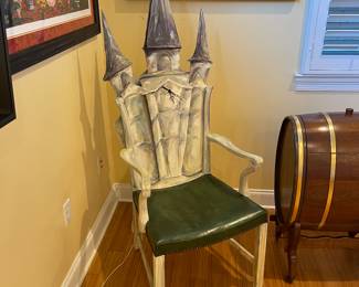One of a kind cathedral clock chair by Malone $600