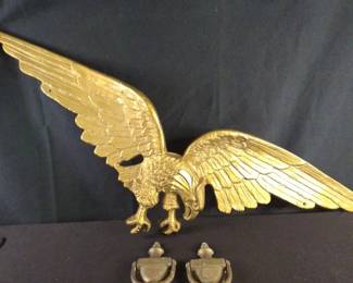 Vintage Ornate Brass And Cast Metal Brass Color Bald Eagke