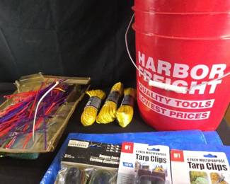 Tarps, Tarp Clips. Rope And Zip Ties