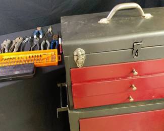 Tool Box Cabinet With Various Hand Tools