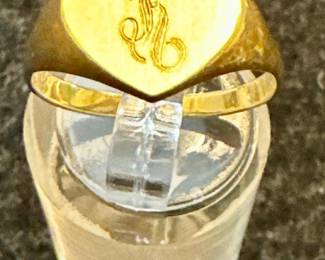 14K "K" Initial Ring