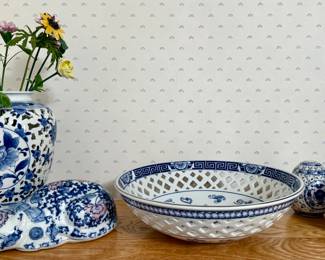 Blue and White Chinoiserie Porcelain Pieces