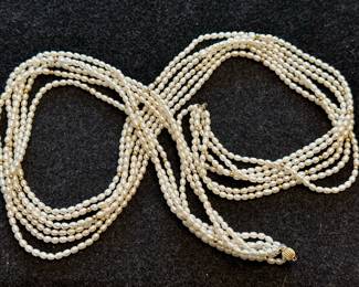 Multi-Strand Pearl Necklace with 14K Clasp