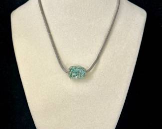 Sterling Silver Necklace with Molten Glass Pendant