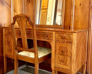 Antique Desk, Chair & Matching Mirror