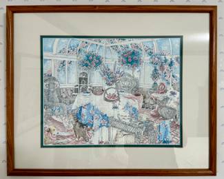 Framed Print, Wicker Furniture and Animals