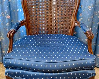 Upholstered Caned Armchair