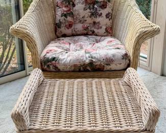 Wicker Armchair & Ottoman