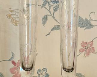 Etched Glass & Sterling Bud Vases