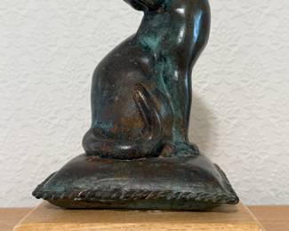 Bronze Cat on Pillow