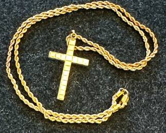 14K Cross & Necklace
