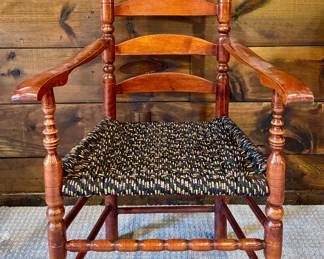 Ladder Back Armchair with Woven Rope Seat
