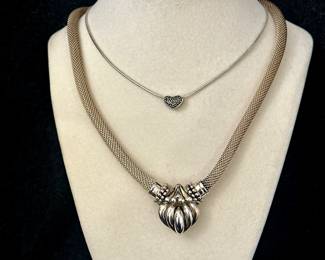 Joseph Esposito Sterling Silver Necklace & Sterling Silver Heart Necklace
