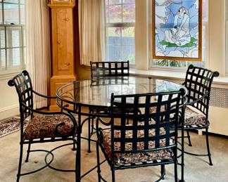 Iron & Glass Table with 4 Armchairs
