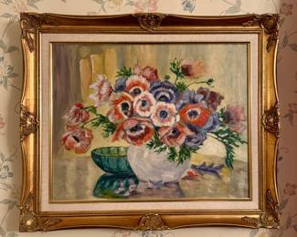 "Floral Bouquet" Oil on Canvas, Signed M. Perkins