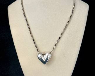 Joseph Esposito Sterling Silver Puffed Heart Necklace